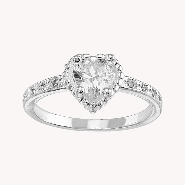 Anillo Solitario Corazon con Piedra PA005