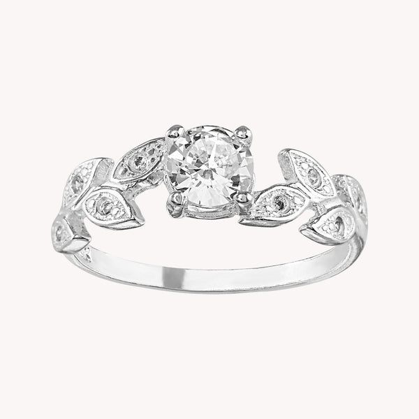 Anillo Solitario Hojas PA010