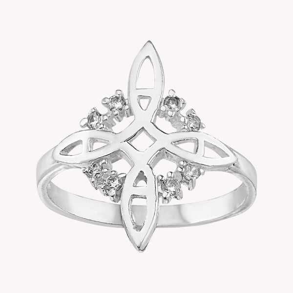 Anillo Nudo de Bruja Con Piedra PA043